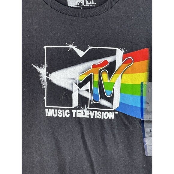 MTV Music Television @ 2020 Viacom International Ladies Black T-Shirt Size L - Picture 2 of 5